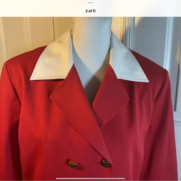 St John Power Crimson Red 💋 NWT dress suit couture Jacket SJ buttons Sz M 12 - Picture 2 of 11